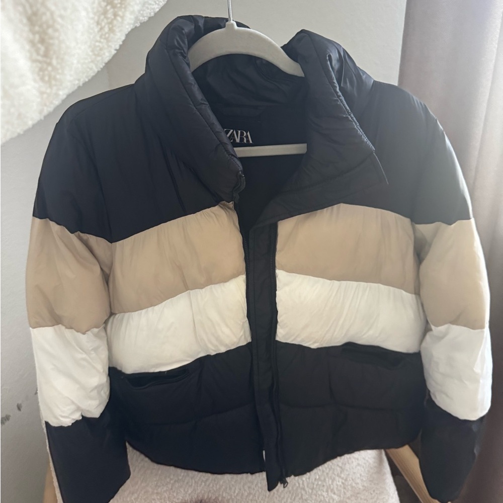 Zara Women's Color Block Puffer Jacket